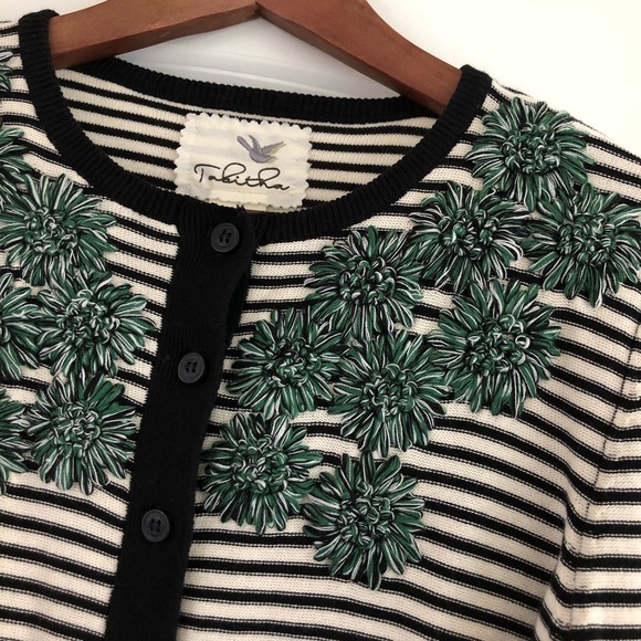 Anthropologie Sweaters - •Tabitha• B&W striped cardigan